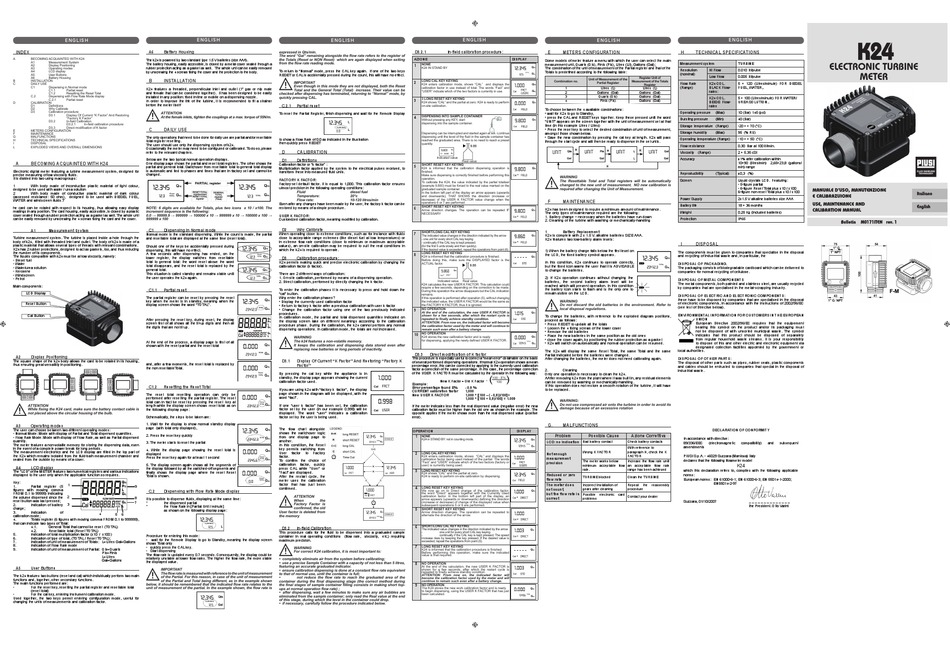 PIUSI K24 CALIBRATION MANUAL Pdf Download ManualsLib