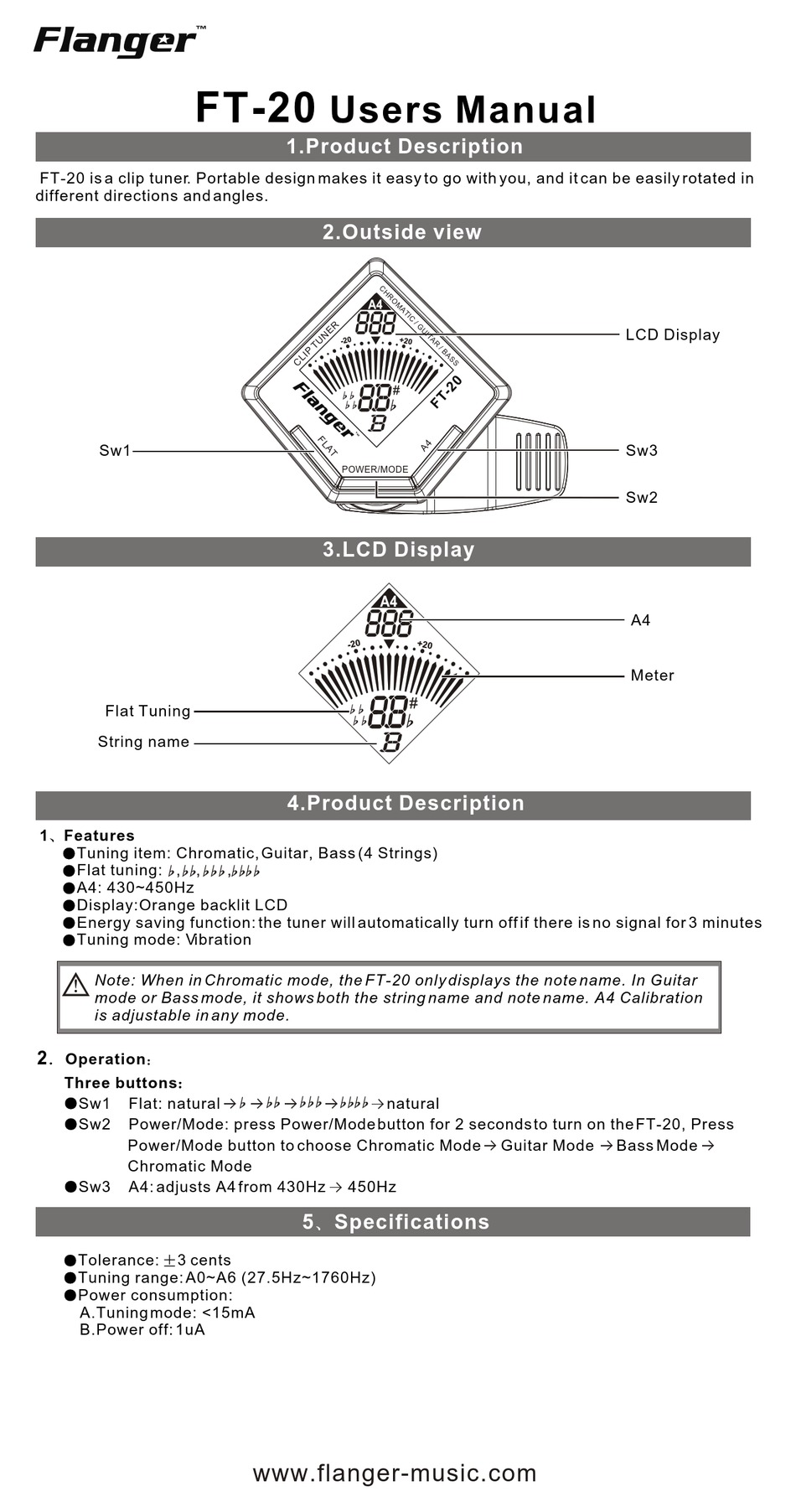 FLANGER FT20 USER MANUAL Pdf Download ManualsLib