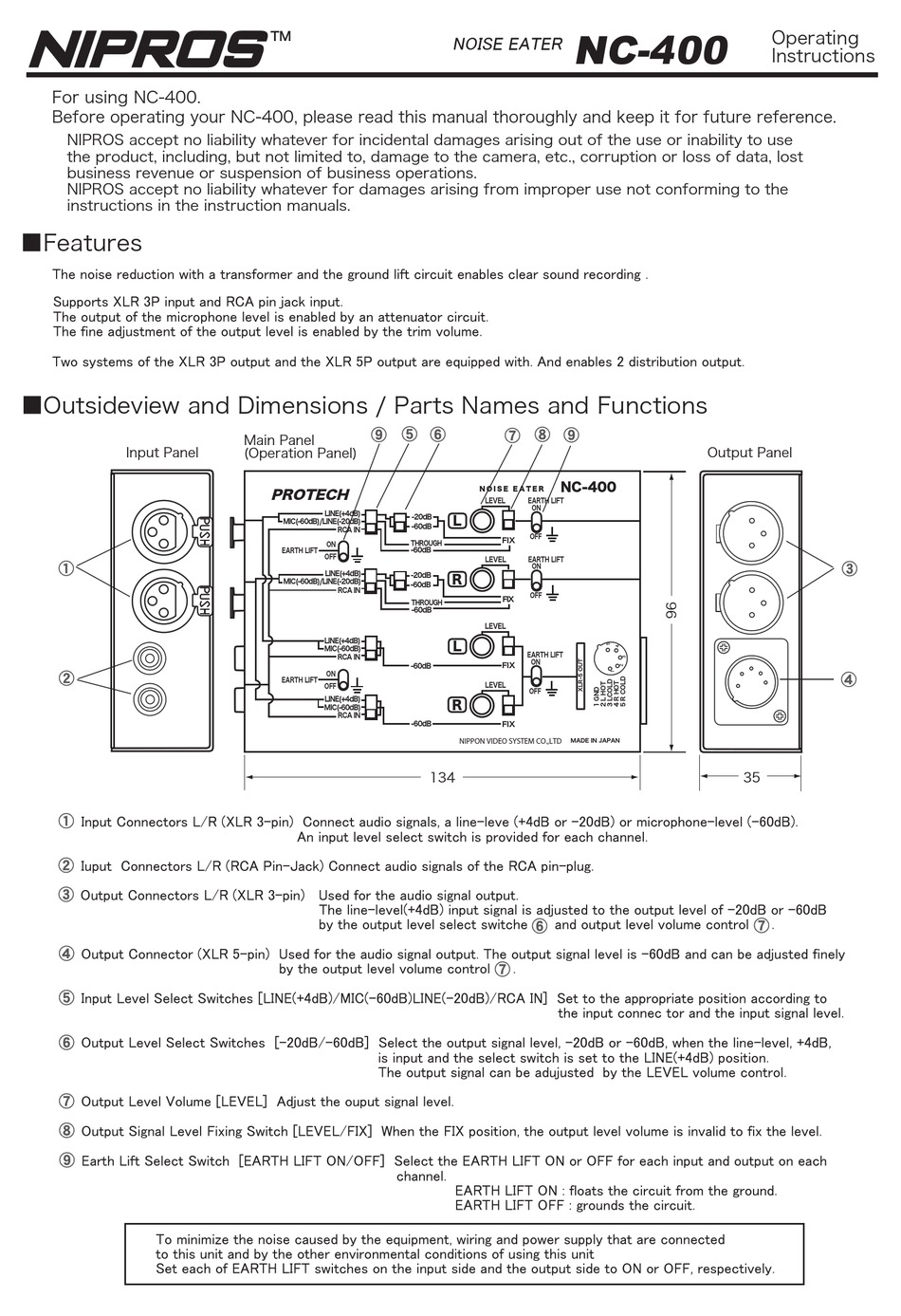 PROTECH NIPROS NC400 OPERATING INSTRUCTIONS Pdf Download ManualsLib