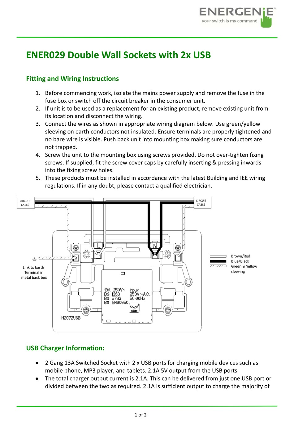 ENERGENIE ENER029 FITTING AND WIRING INSTRUCTIONS Pdf Download ManualsLib