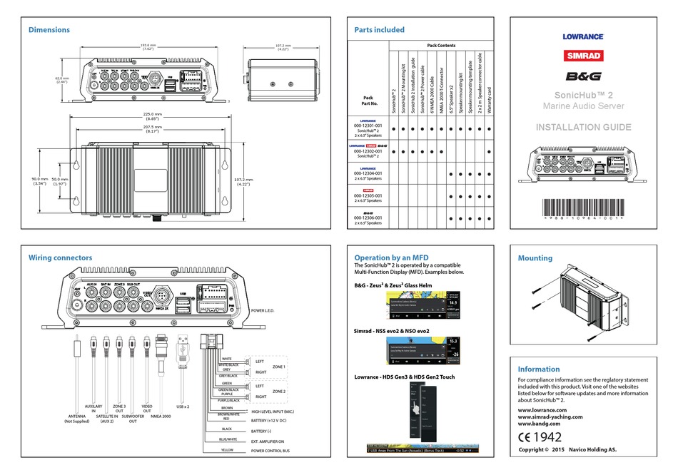 Lowrance Sonichub 2 Installation Manual Pdf Download Manualslib