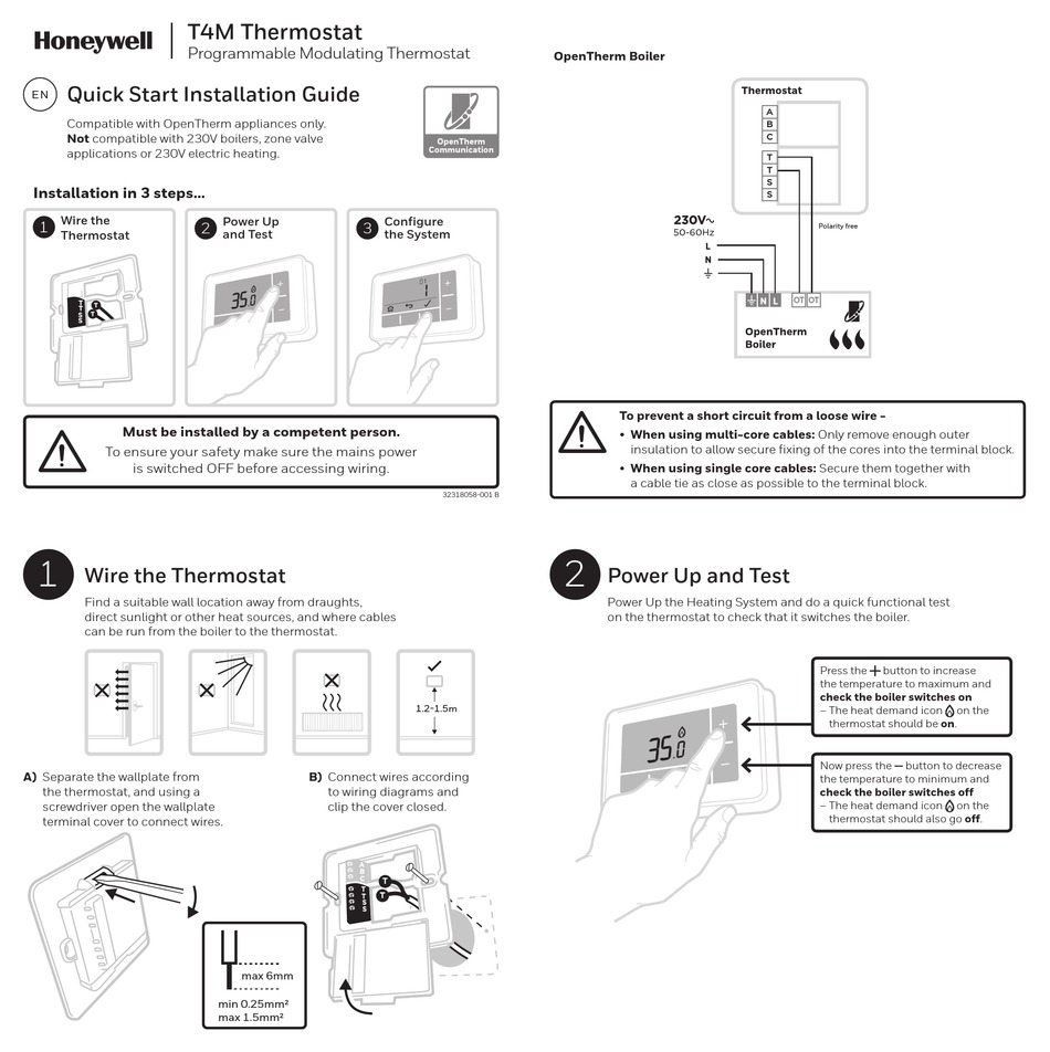 Honeywell T4m Quick Start Installation Manual Pdf Download Manualslib