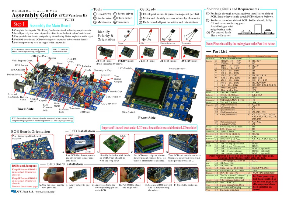 JYE Tech DSO068 Oscilloscope DIY Kit