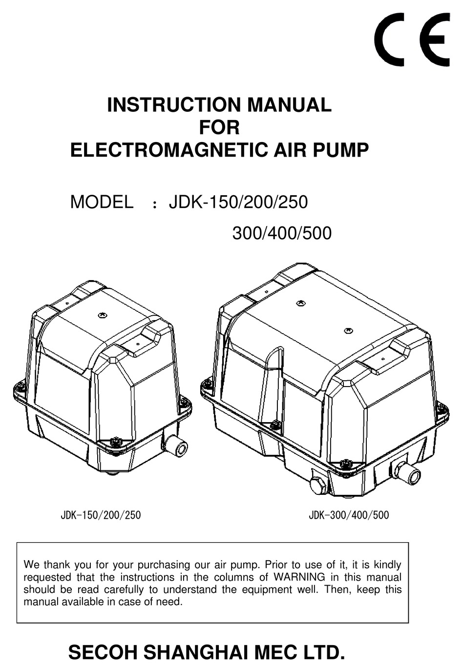 Secoh Full Service Kit for JDK 150-500 Air pump 