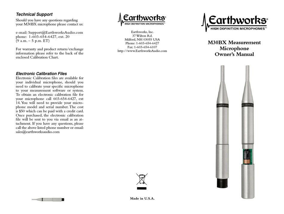 EARTHWORKS M30BX OWNER