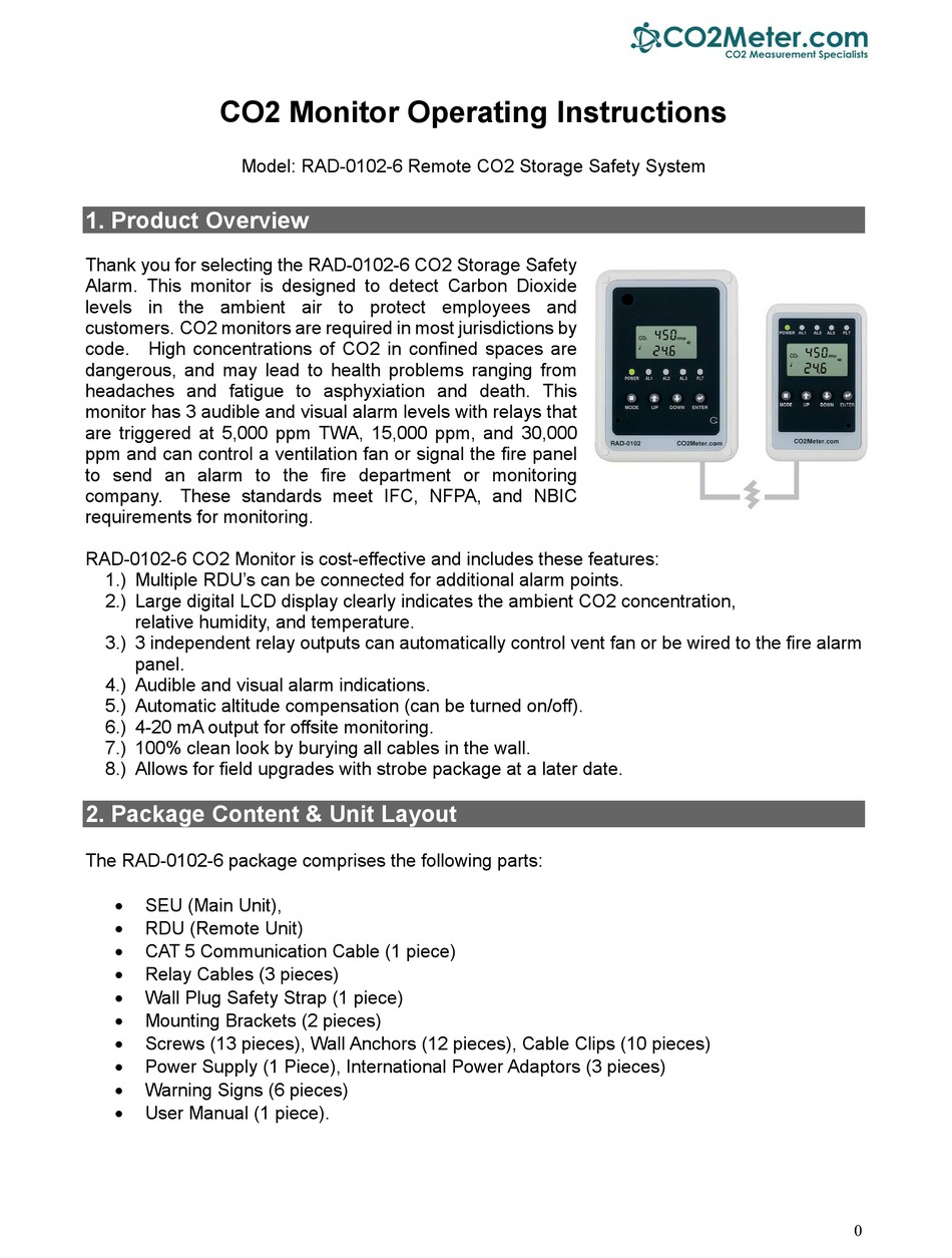 CO2METER RAD-0102-6 OPERATING INSTRUCTIONS MANUAL Pdf Download