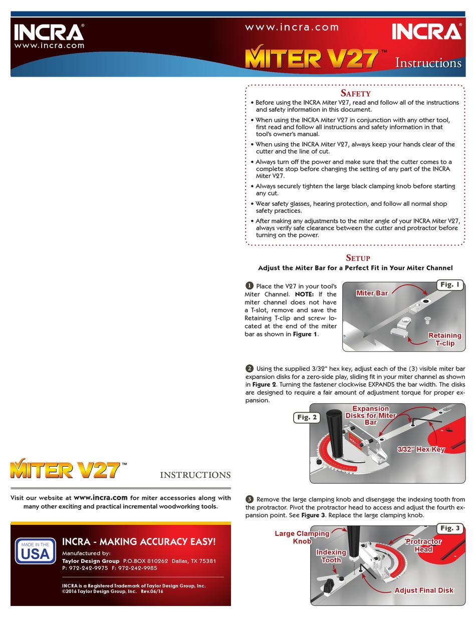 INCRA V27 INSTRUCTIONS Pdf Download ManualsLib