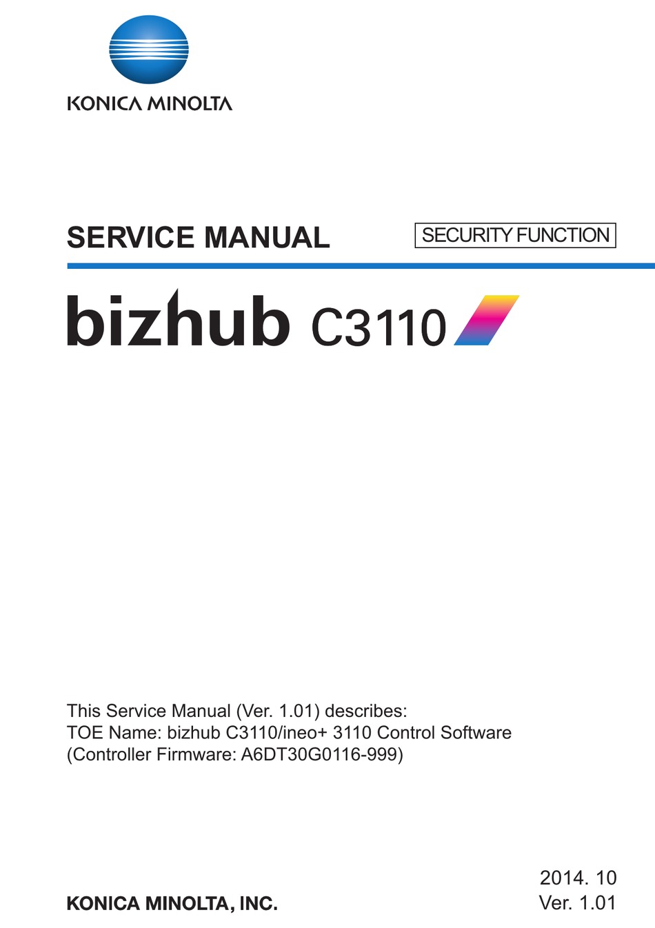 Konica Minolta Bizhub C3110 Service Manual Pdf Download Manualslib