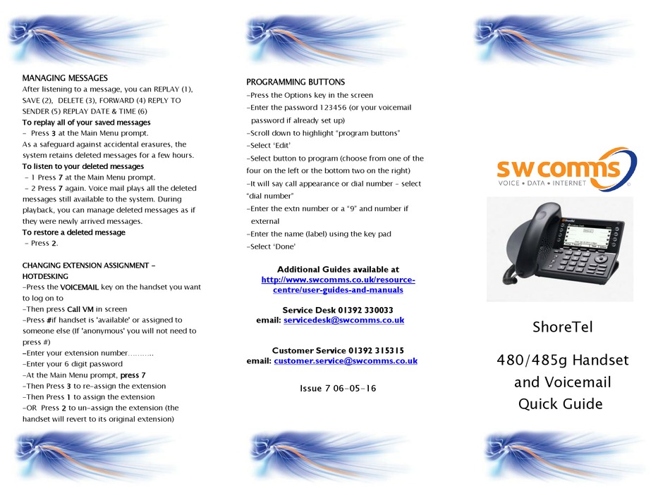 SHORETEL 480 QUICK MANUAL Pdf Download ManualsLib