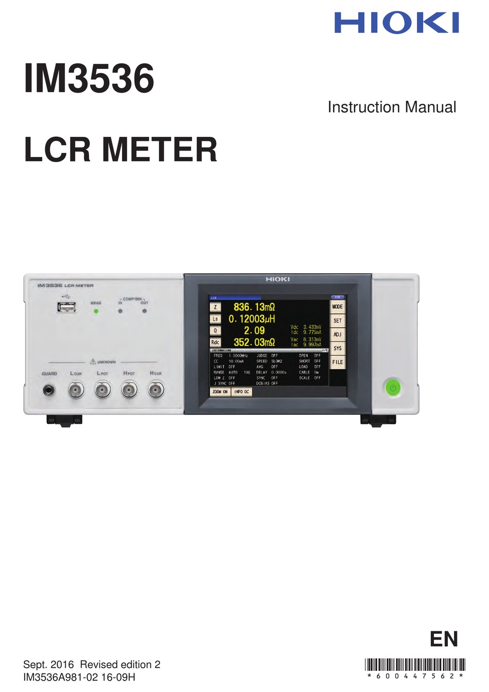 Hioki Im3536 Instruction Manual Pdf Download Manualslib