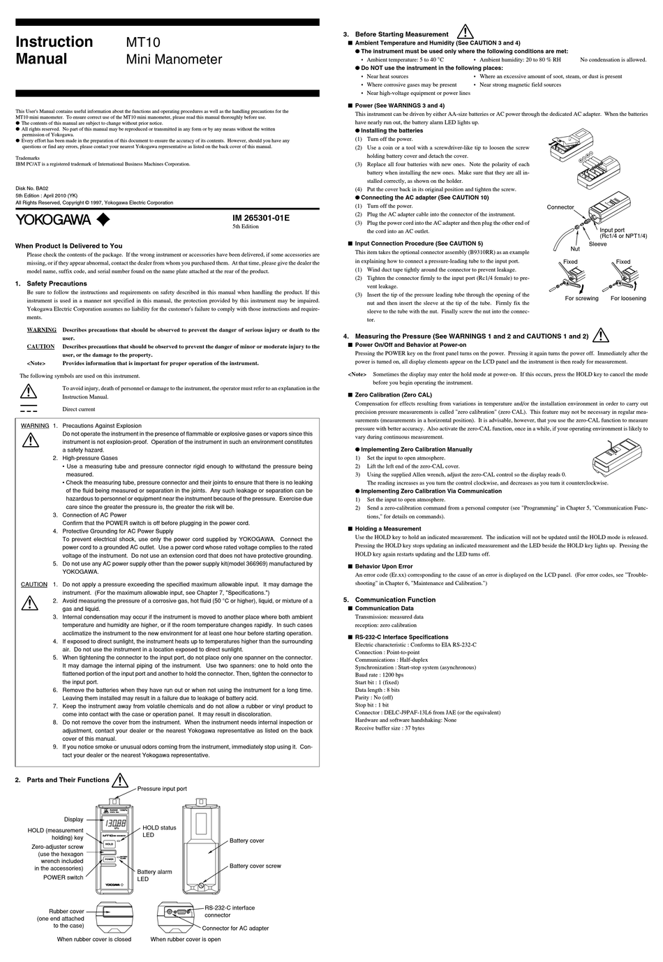 YOKOGAWA MT10 INSTRUCTION MANUAL Pdf Download ManualsLib