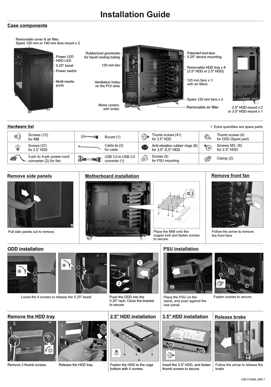 Lian Li Pc V1000l Installation Manual Pdf Download Manualslib