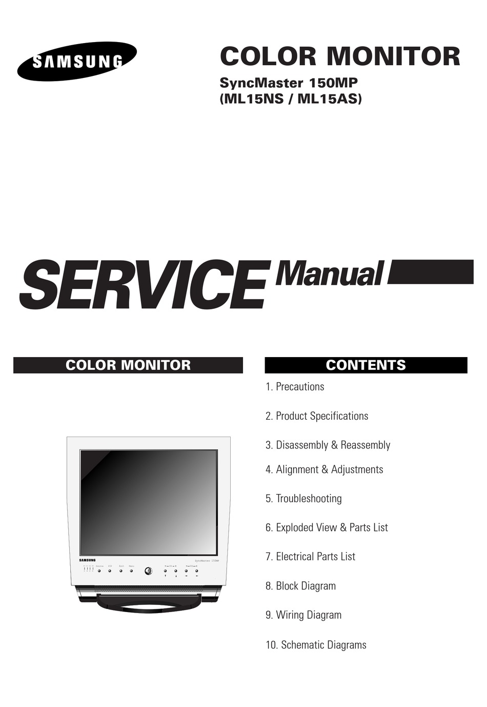 SAMSUNG SYNCMASTER 150MP SERVICE MANUAL Pdf Download | ManualsLib