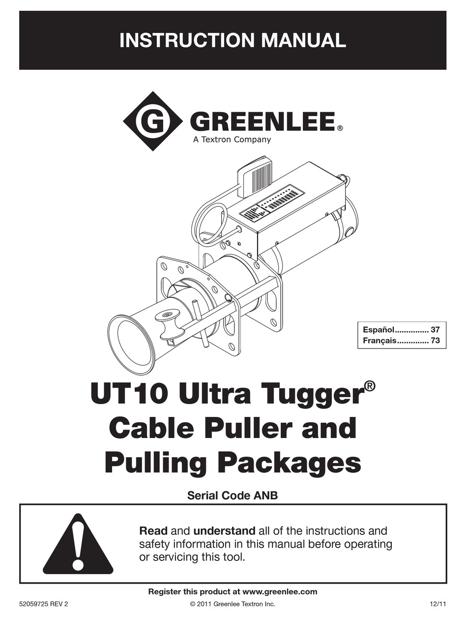 GREENLEE UT10 ULTRA TUGGER INSTRUCTION MANUAL Pdf Download | ManualsLib