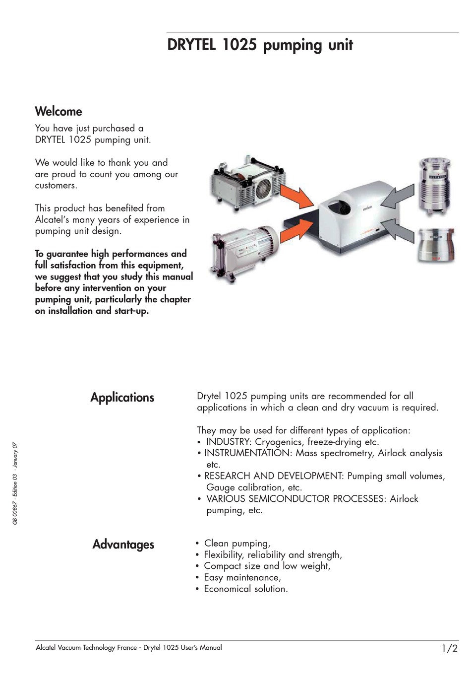 ALCATEL VACUUM TECHNOLOGY DRYTEL 1025 USER MANUAL Pdf Download ManualsLib