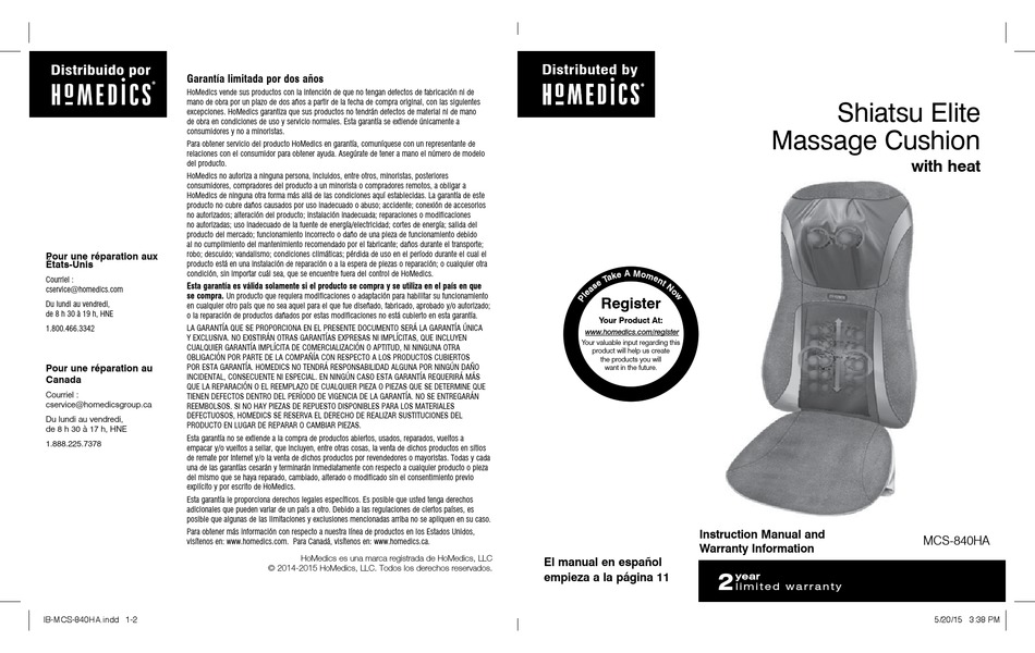 HoMedics, Shiatsu Elite Massage Cushion with Heat, MCS-840HA