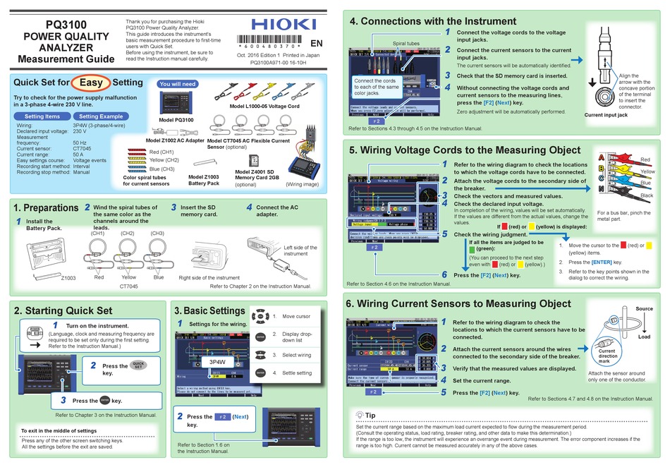 HIOKI PQ3100 MEASUREMENT MANUAL Pdf Download ManualsLib