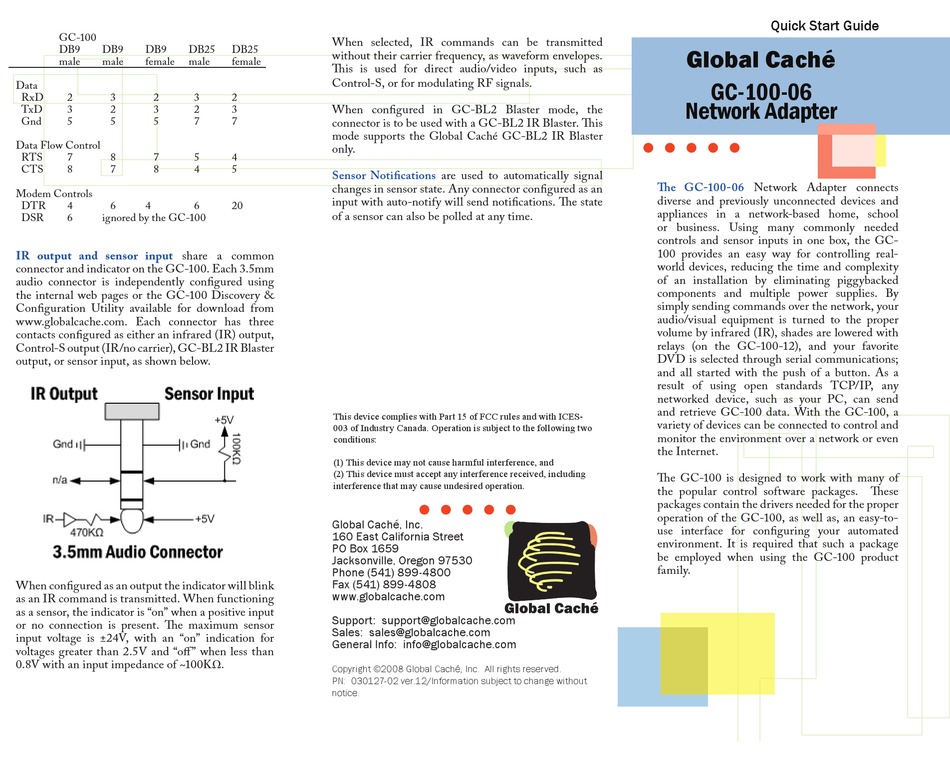 GLOBAL CACHE GC10006 QUICK START MANUAL Pdf Download ManualsLib