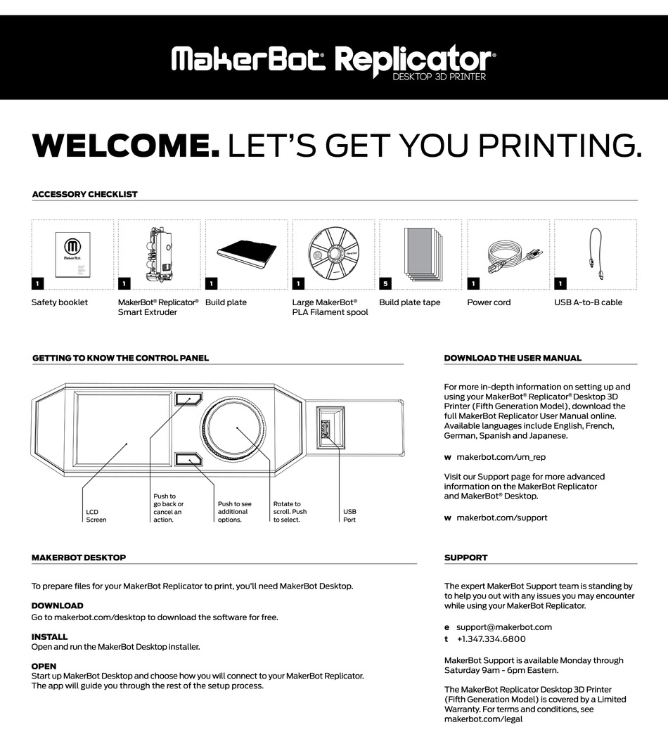 MAKERBOT REPLICATOR QUICK START MANUAL Pdf Download | ManualsLib