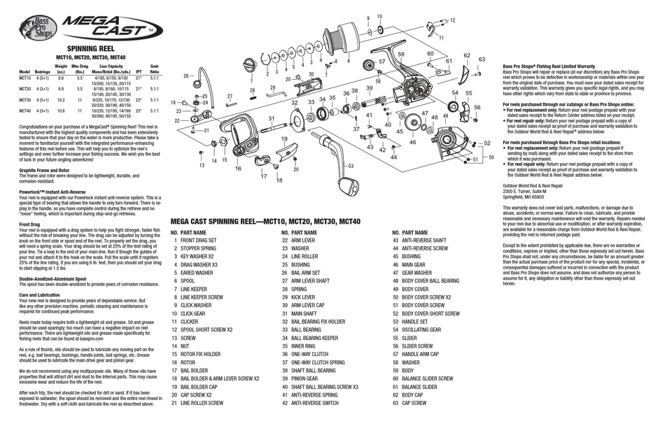 bass pro reel schematics