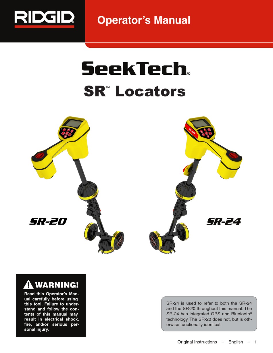 RIDGID SEEKTECH SR20 OPERATOR