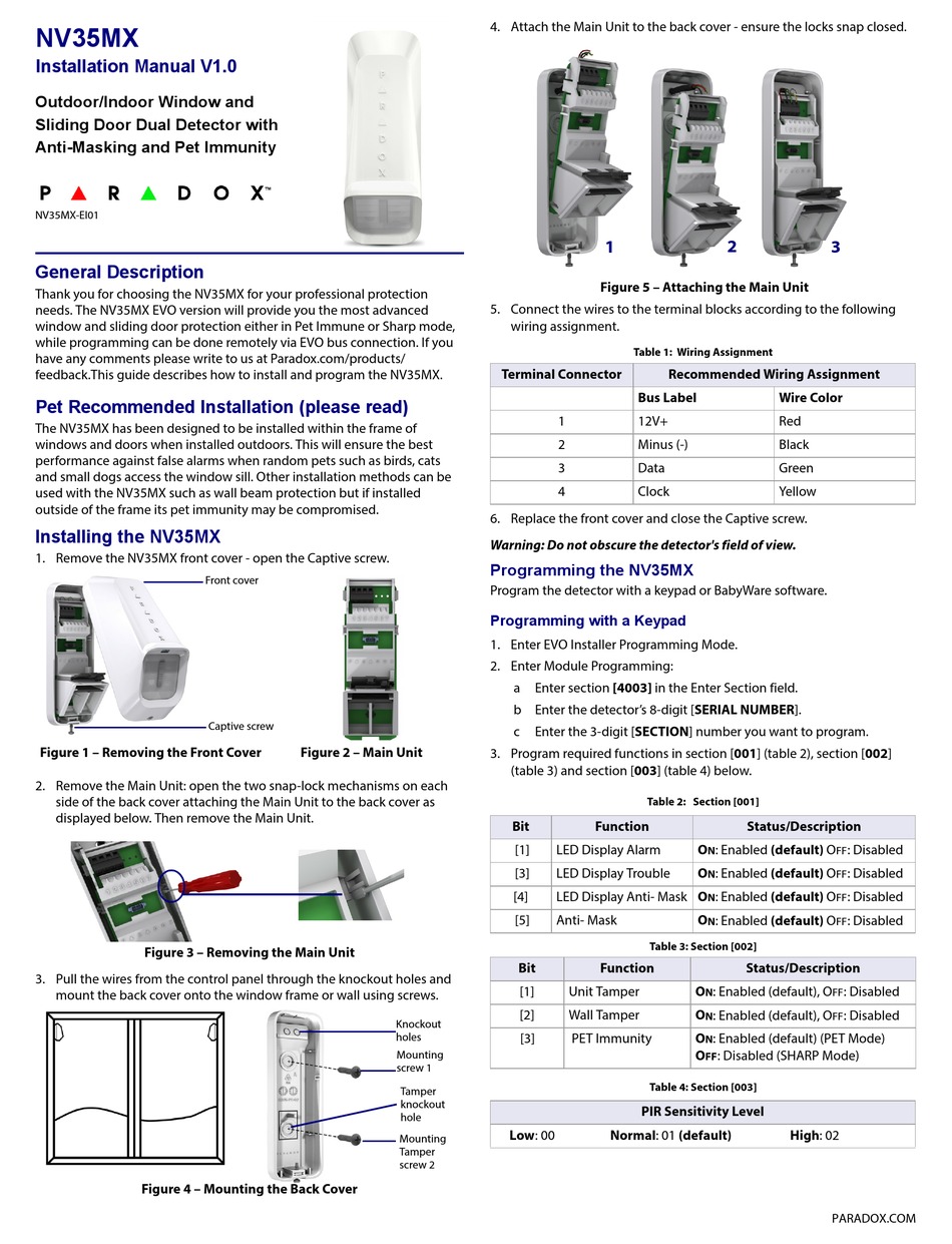 Paradox Nv35mx Installation Manual Pdf Download Manualslib