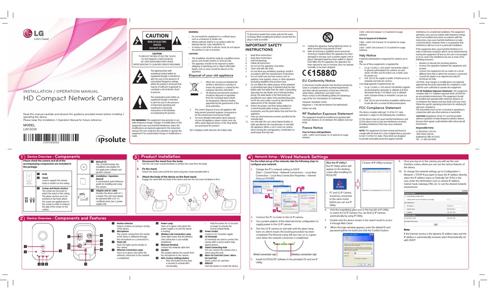 LG LW130W INSTALLATION & OPERATION MANUAL Pdf Download | ManualsLib