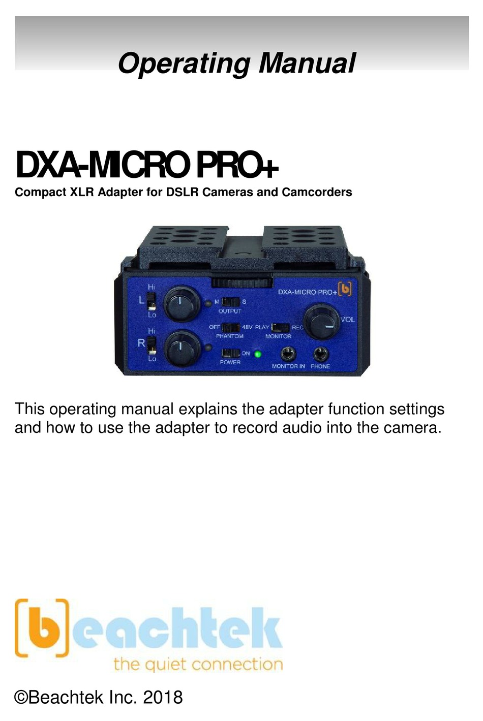 Beachtek Dxa Micro Pro Operating Manual Pdf Download Manualslib