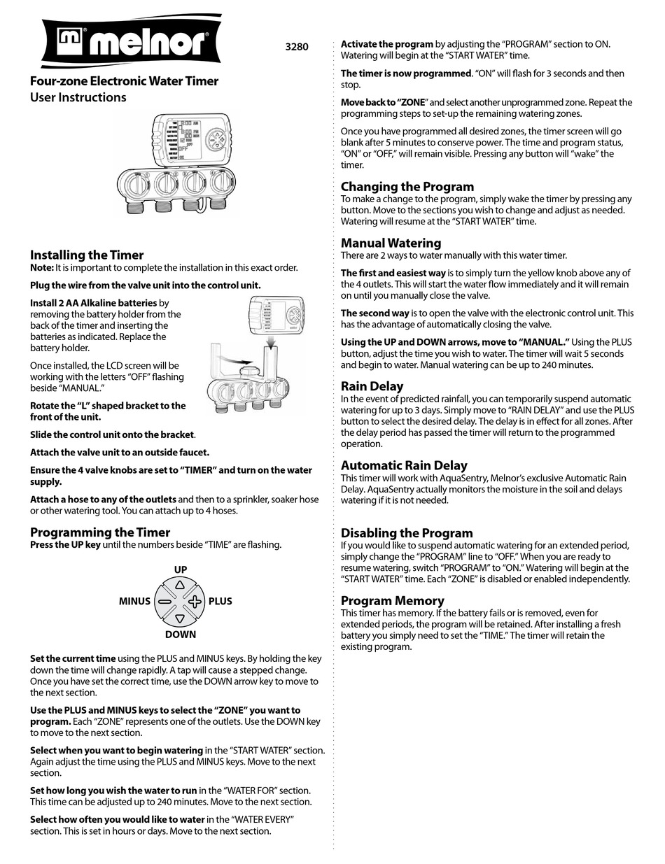 MELNOR 3280 USER INSTRUCTIONS Pdf Download | ManualsLib