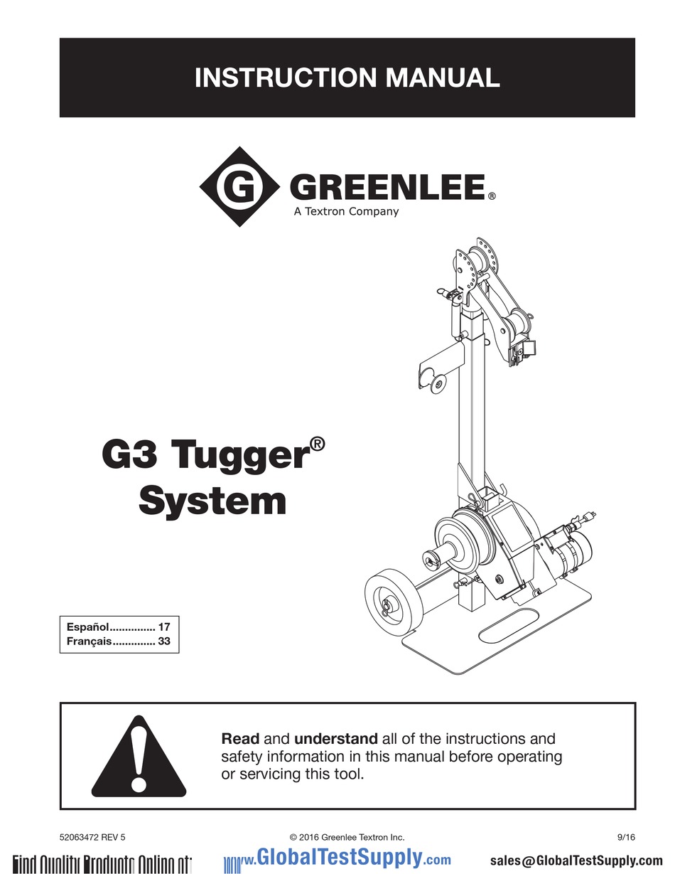 GREENLEE G3 INSTRUCTION MANUAL Pdf Download ManualsLib