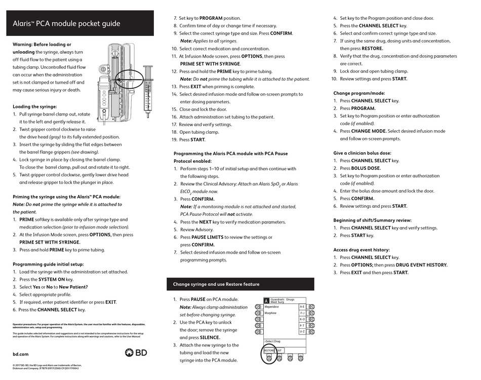 BD ALARIS PCA POCKET MANUAL Pdf Download ManualsLib