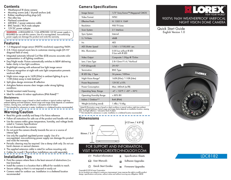 LOREX LDC8182 QUICK START MANUAL Pdf Download | ManualsLib