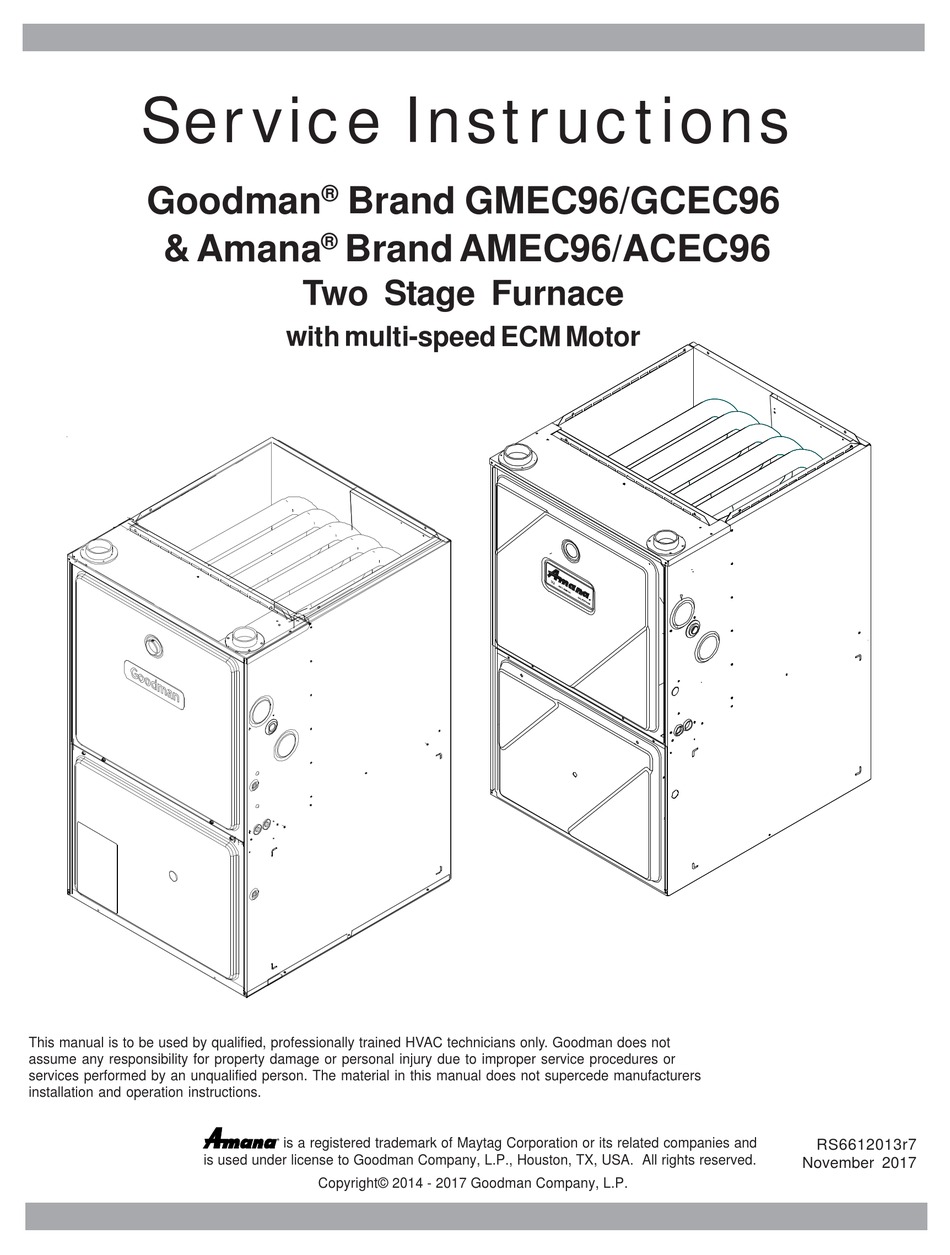Goodman Furnace Gmec96 Installation Manual