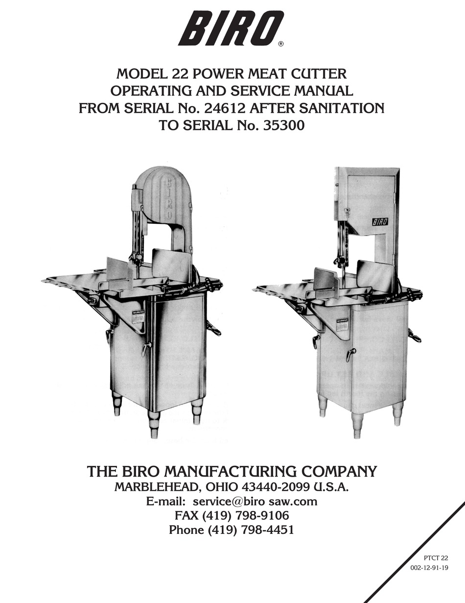 BIRO 22 OPERATING AND SERVICE MANUAL Pdf Download ManualsLib