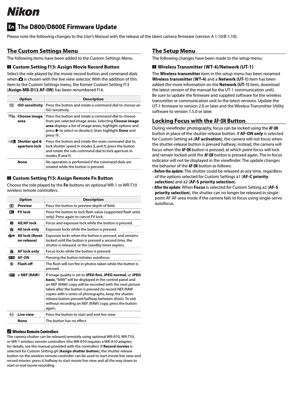 NIKON D800 UPDATE MANUAL Pdf Download ManualsLib
