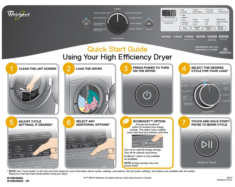 WHIRLPOOL W10804668A QUICK START MANUAL Pdf Download ManualsLib
