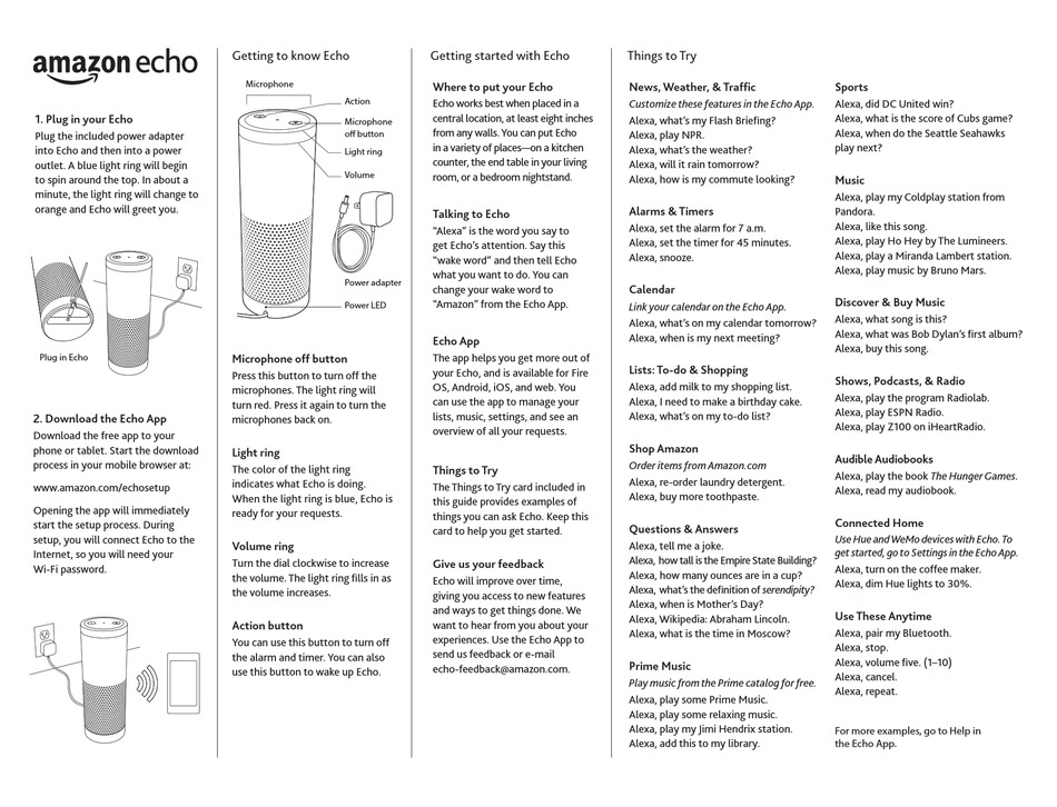AMAZON ECHO QUICK START MANUAL Pdf Download ManualsLib