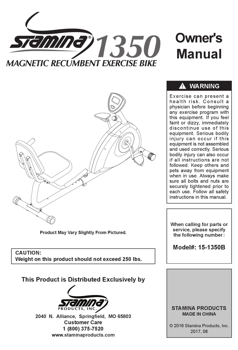 stamina 1350 recumbent bike