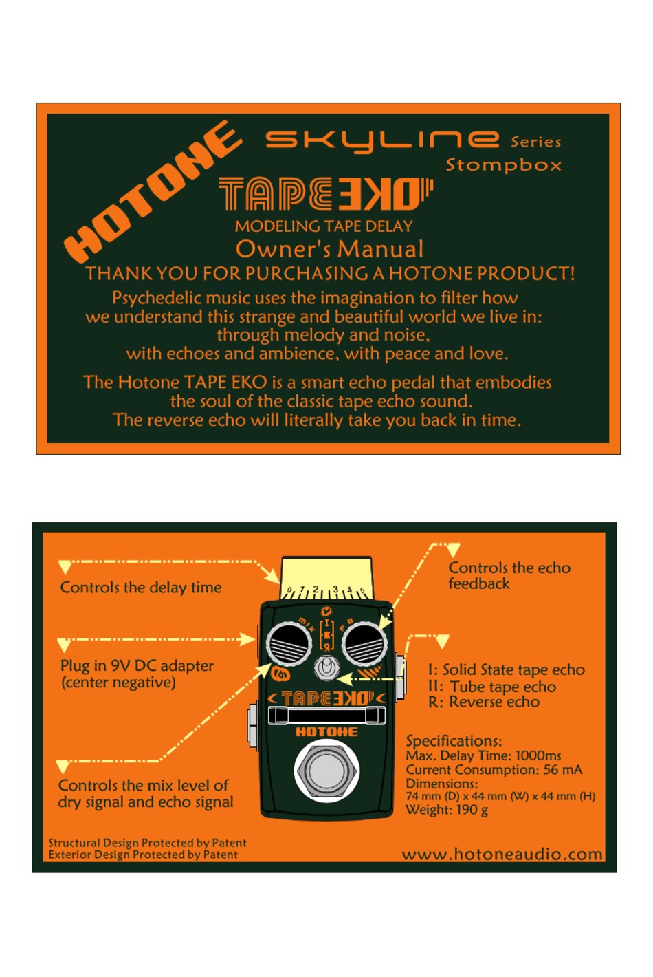 HOTONE TAPE EKO OWNER'S MANUAL Pdf Download | ManualsLib