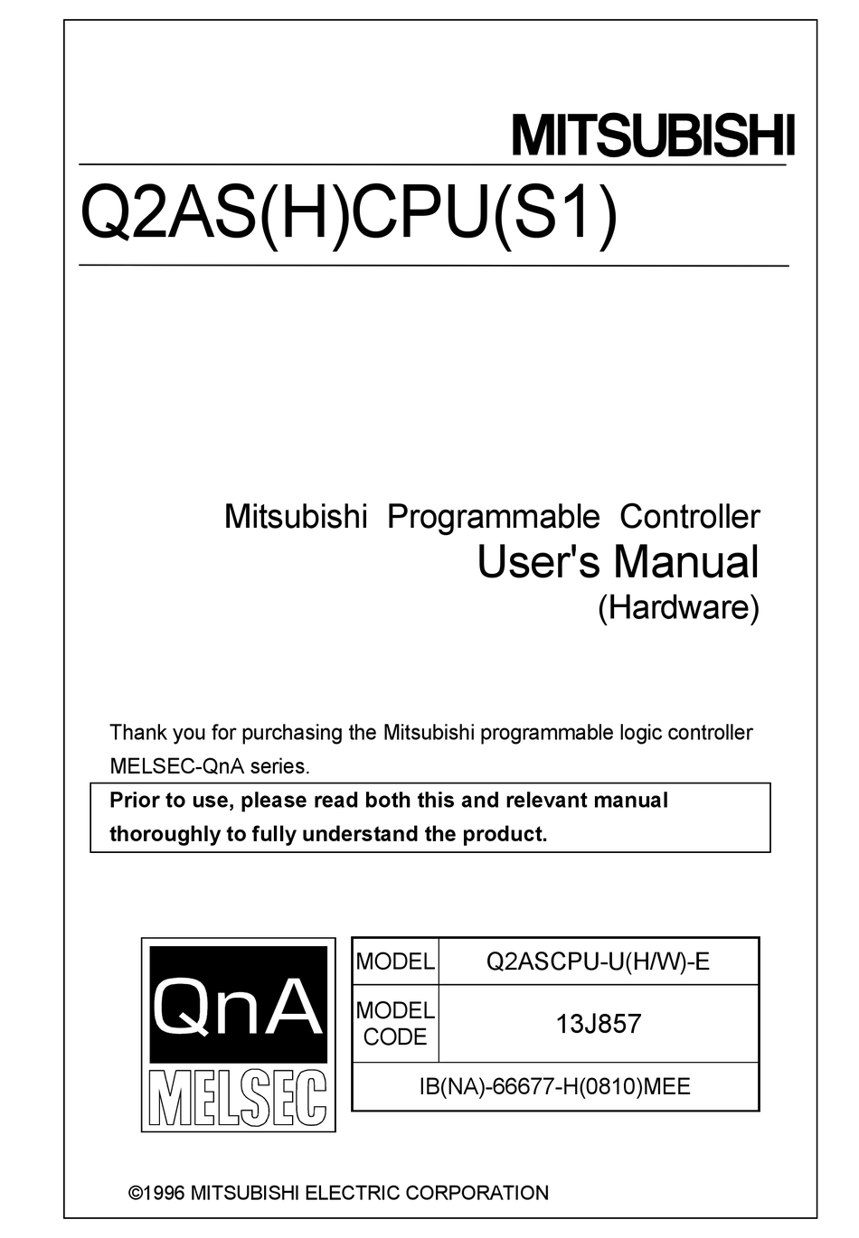 MITSUBISHI Q2ASCPU USER MANUAL Pdf Download | ManualsLib