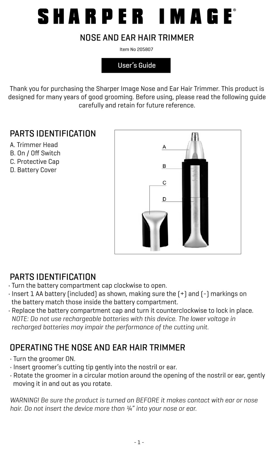 sharper image nose and ear hair trimmer