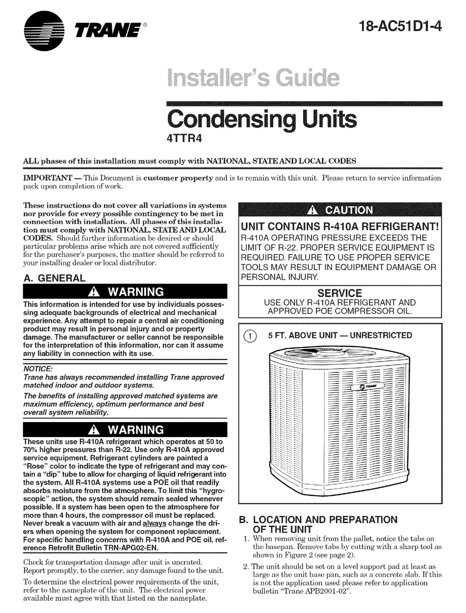 TRANE 4TTR4 INSTALLER'S MANUAL Pdf Download | ManualsLib