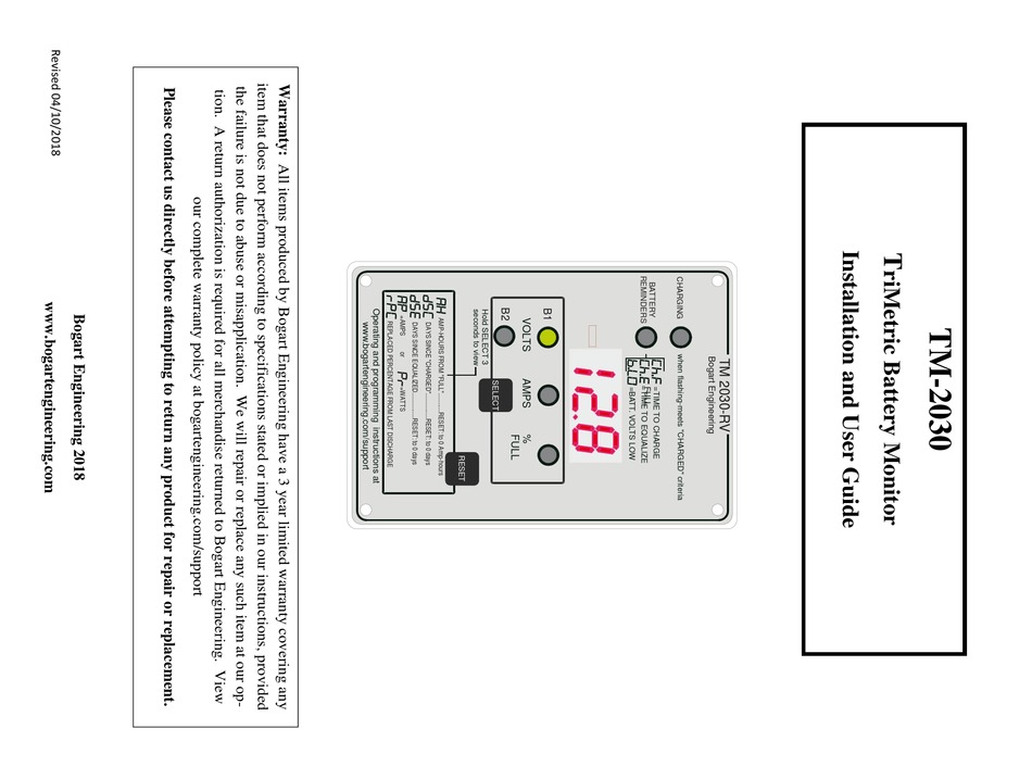 BOGART ENGINEERING TM2030 INSTALLATION AND USER MANUAL Pdf Download
