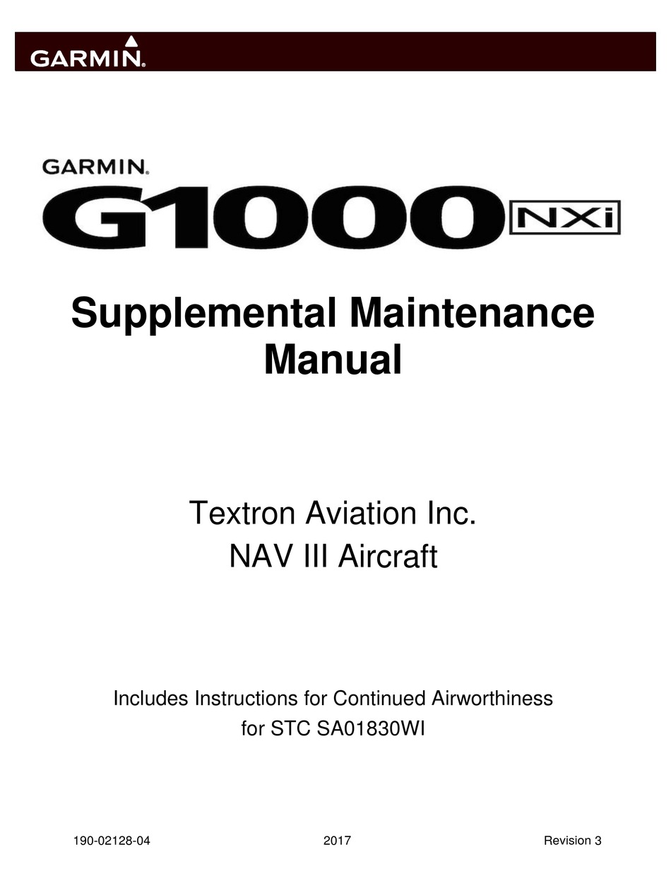 GARMIN NXI SUPPLEMENTAL MAINTENANCE MANUAL Pdf Download | ManualsLib