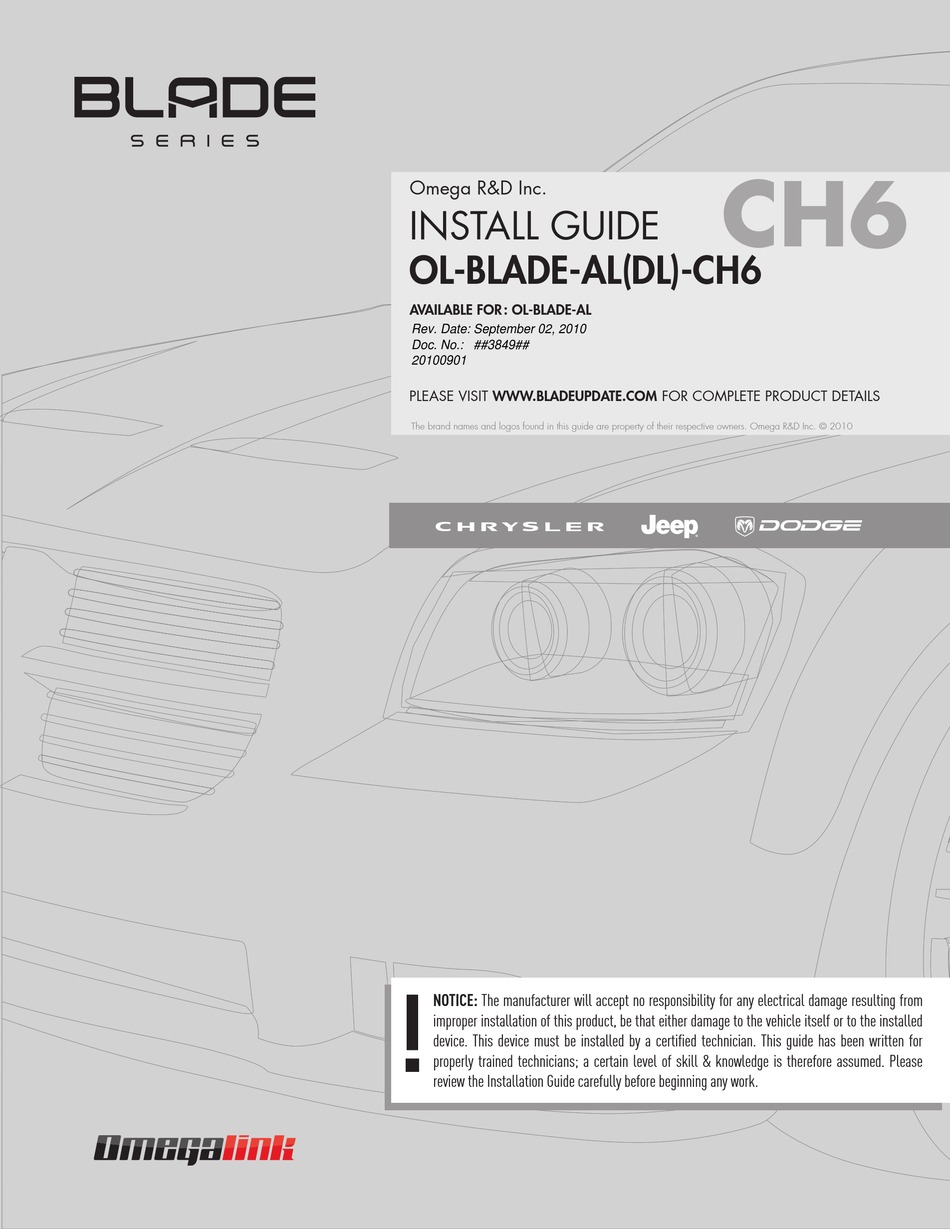 OMEGA OLBLADEALCH6 INSTALL MANUAL Pdf Download ManualsLib