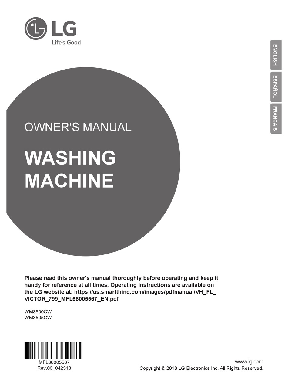 LG WM3500CW OWNER'S MANUAL Pdf Download | ManualsLib