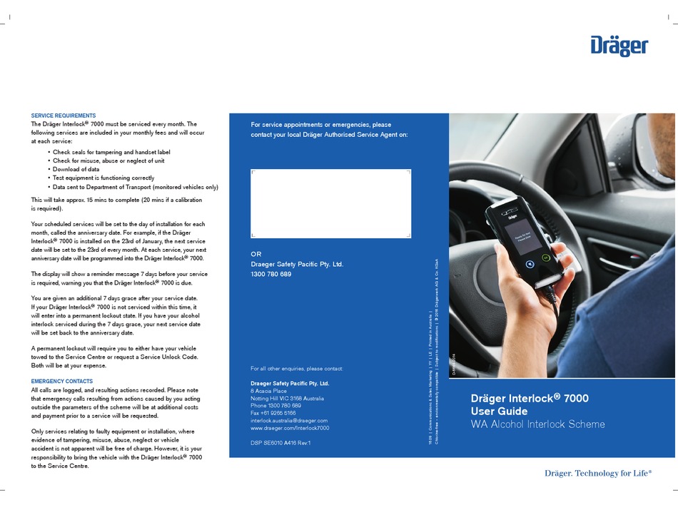 DRÄGER INTERLOCK 7000 USER MANUAL Pdf Download ManualsLib