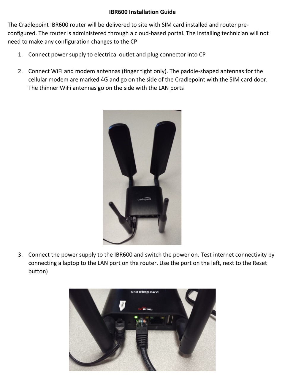 CRADLEPOINT IBR600 INSTALLATION MANUAL Pdf Download | ManualsLib