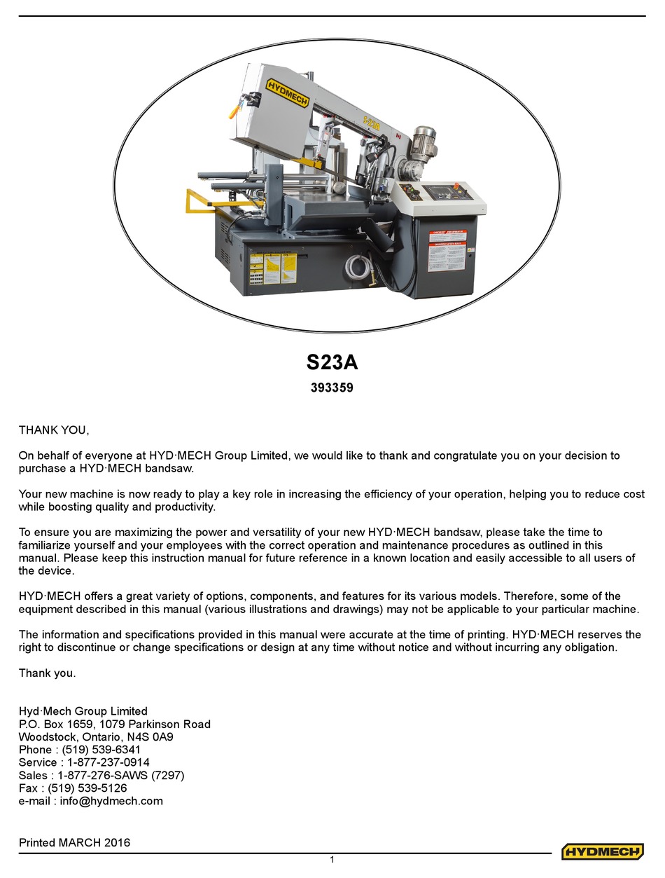 Hyd Mech S23a Manual Pdf Download Manualslib