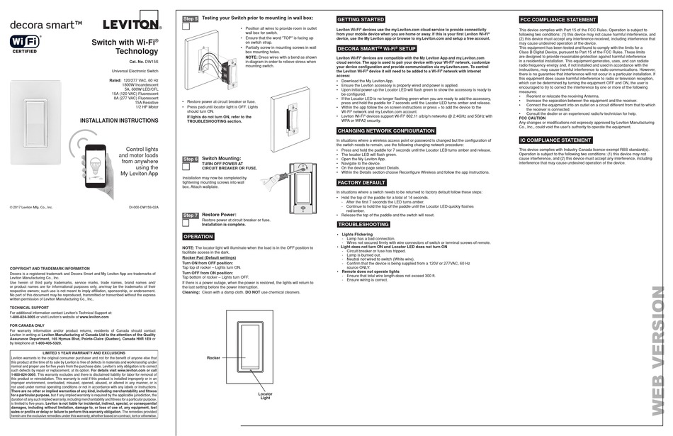 Leviton Decora Smart Dw15s Installation, Leviton Wiring Diagram